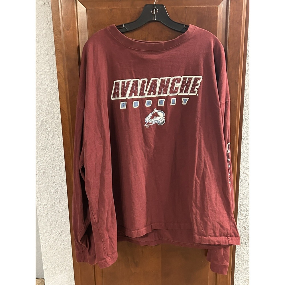 Colorado Avalanche Long Sleeve T-Shirt Mens 3XL Long Sleeve Burgundy Vintage NHL